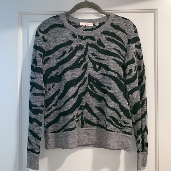 Rebecca Taylor Sweaters - Rebecca Taylor black and gray Cheetah crew neck sweater